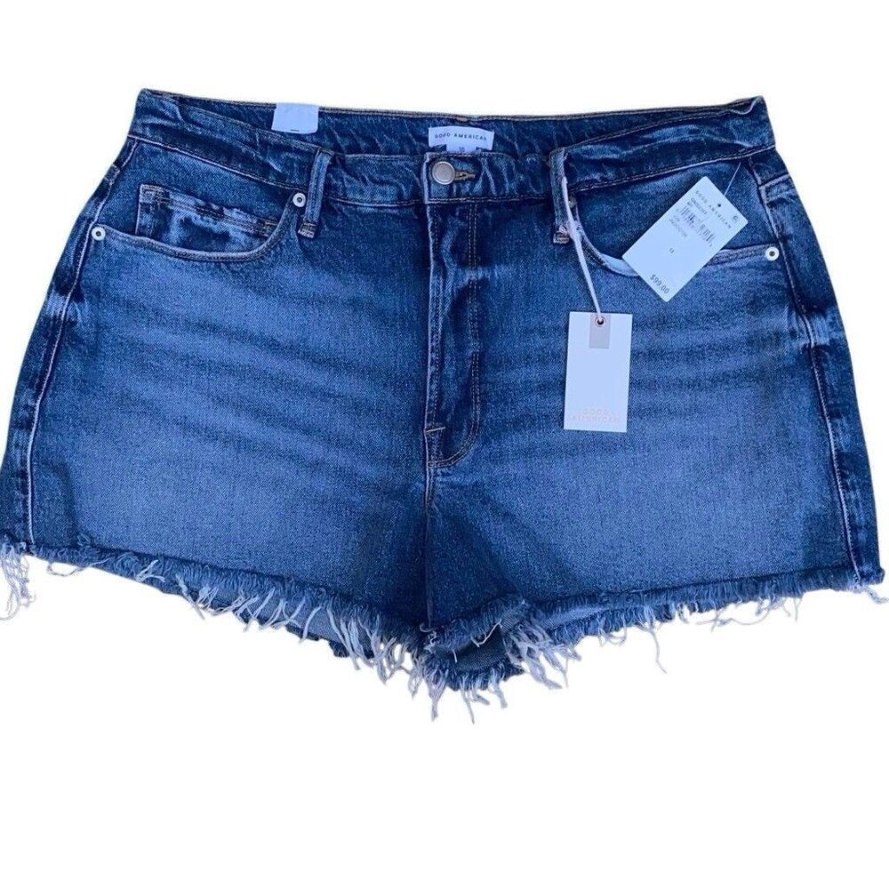 High-Rise Dark Wash Denim Shorts - Women